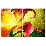 Ready2HangArt - "Tropical Hibiscus" Canvas Wall Art, 2-Piece Set - This Tropical Hibiscus was inspired by the Caribbean Island of Antigua; crisp and contemporary. It is fully finished, arriving ready to hang at your home or office.