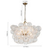 Contemporary Clear Ribbed Bubble Chandelier, Brass, 8 Lights