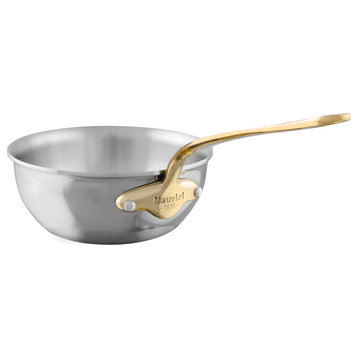 Mauviel M'Cook B Stainless Steel Splayed Saute Pan With Brass Handle, 3.4-qt