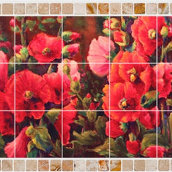 Grandmother's Hollyhocks - Tile Mural Palettes - Products