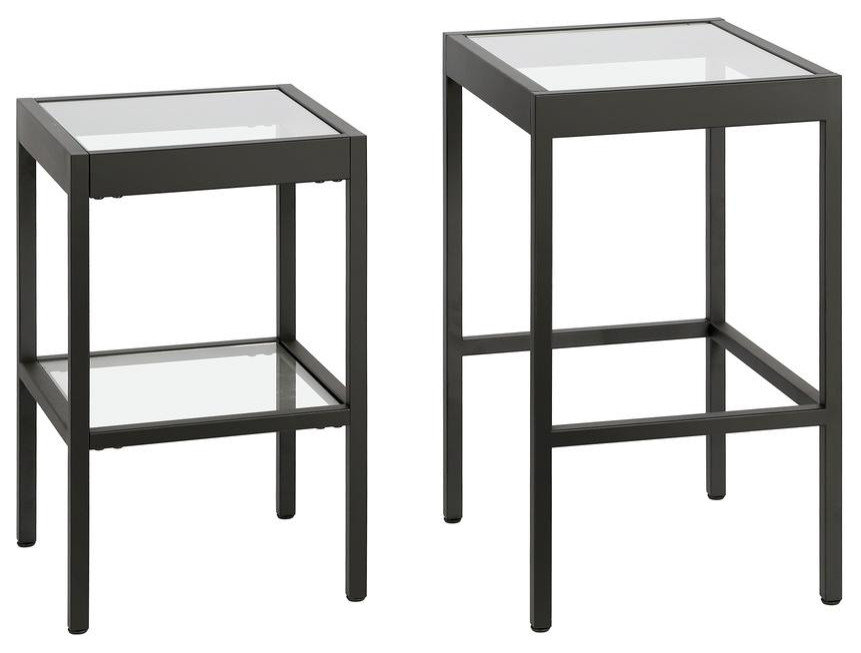 Alexis Rectangular & Square Nested Side Table In Blackened Bronze ...