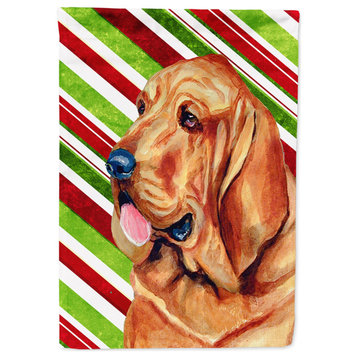 Lh9241Chf Bloodhound Candy Cane Holiday Christmas Flag Canvas