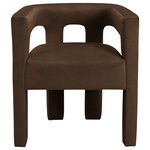 Meridian Furniture - Athena Velvet Upholstered Dining Chair, Brown - Flaunt your modish tastes with this Athena velvet dining chair. Sophisticated by design, this dining room seating offers a sturdy frame made from high-quality materials and upholstered in soft, welcoming velvet, so it always feels comfortable for family and guests. A low back provides a clean aesthetic while offering support as you wine and dine the night away. Pair it with other items in the same collection for a cohesive look.
