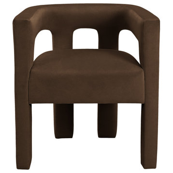 Athena Velvet Upholstered Dining Chair, Brown