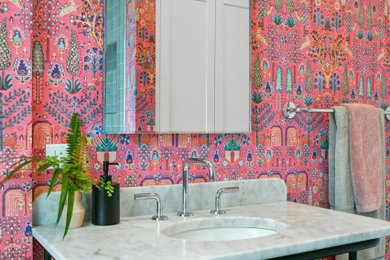 Example of a transitional powder room design in San Francisco