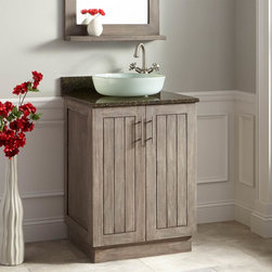 24" MONTARA TEAK VESSEL SINK VANITY - GRAY WASH - Bathroom Vanities And Sink Consoles