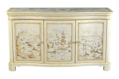Silver Leaf Chinoiserie Cabinet