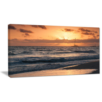 "Colorful Sunrise Over Atlantic Ocean" Beach Canvas Wall Art, 32"x16"