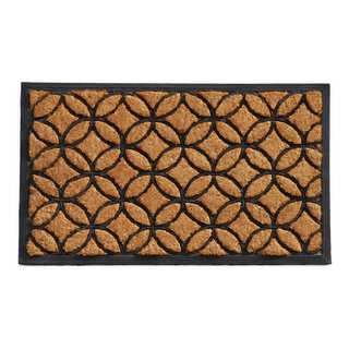 A1 Home Collections A1hc Black/Beige 23.6 in. x 37.4 in. Rubber and Coir Non-Slip Extra Large Heavy Duty Monogrammed I Double Doormat