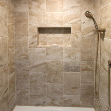 Master Bath with Knotty Alder Vanity and Updated Surround Around Tub