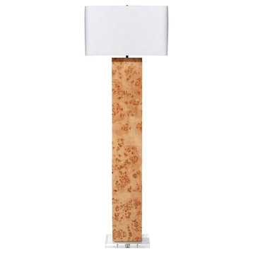 Contemporary Burled Wood Rectangle Floor Lamp 63 in Burlwood Modern Elegant