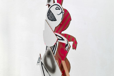 Cubist Bunny II (Sculpture)   Wood, MDF, Acrylic and Spray Paint, 2014  (97 x 47