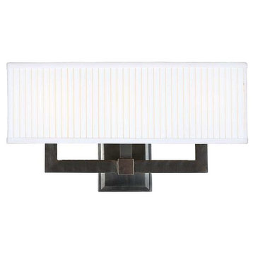Waverly, Three Light Wall Sconce, Old Bronze Finish, Off White Faux Silk Shade