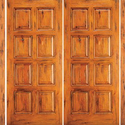 Double Door with Two Sidelites Entry Prehung Knotty Alder, 8-Panel - Front Doors