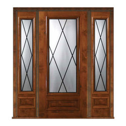Prehung Sidelites Door 80 Wood Alder Sandringham 3/4 Lite Glass - Front Doors