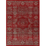 Well Woven - Well Woven Serenity Millie Traditional Vintage Medallion Red Area Rug SE-10 - The Serenity Collection is an exciting array of trendy geometric patterns and distressed-effect traditional designs, woven in a combination of cool, neutral tones with pops of vibrant color. The extra dense, 0.35" frieze yarn pile is low enough to fit under doors but maintains an exceptionally soft, plush feel. The yarn is stain resistant and doesn't shed or fade over time. Durable and easy to clean, these are perfect for long use in high traffic areas.