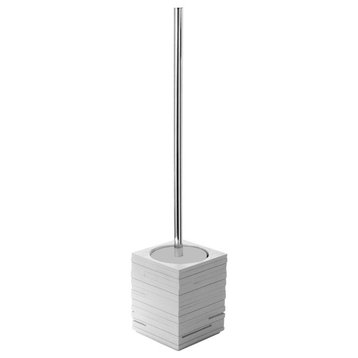 Square Grey Toilet Brush Holder with Chrome Handle