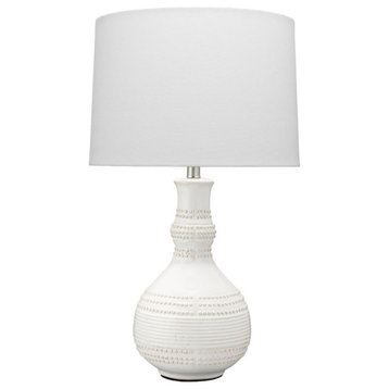 Contemporary Bottle Shape Knobby Textured Table Lamp 28 in Beaded Ribbed Ceramic