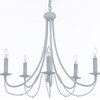 5-Light White Wrought Iron Chandelier Country French