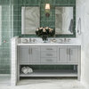 Magnolia 61" Oval Sinks Bath Vanity, Gray, 1.5" White Quartz