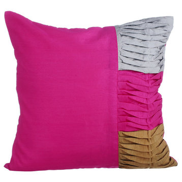 Pink Decorative Pillow Covers 18"x18" Silk, Pink Cheer