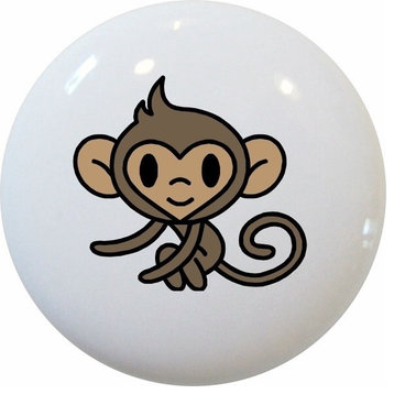 Baby Monkey Ceramic Cabinet Drawer Knob