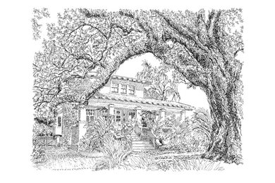 Pen Drawings:  Mid-City, New Orleans