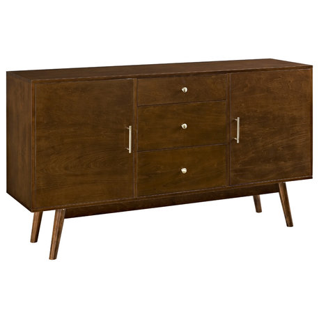 60" Midcentury Modern Wood TV Console, Walnut