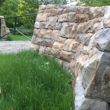Rural Acreage Entry Gate; Ramp & Twist Stone Detail