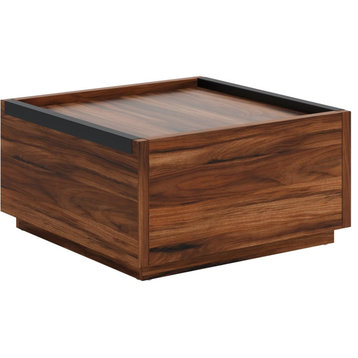 Modern Coffee Table, Square Wooden Top With Storage Drawers, Blaze Acacia Finish