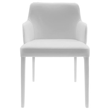 Philena A, Dining Chair, White Italian Top Grain Leather