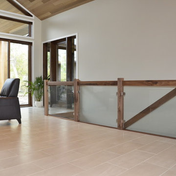 Solid Walnut Stairs with Glass Railing
