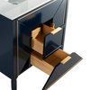 Vetro 30" Vanity With Quartz Counter Top, Gloss White, Navy Blue