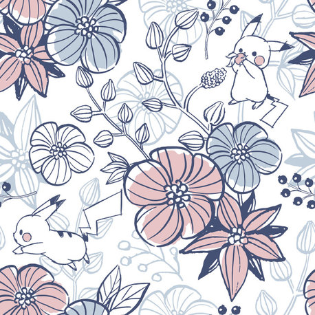 Pok�mon Pikachu Floral Peel and Stick Wallpaper