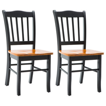 Shaker Dining Chairs, Set of 2, Black and Oak