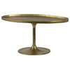 39" L Clara Oval Top Coffee Table Solid Cast Aluminum Antique Brass Finish