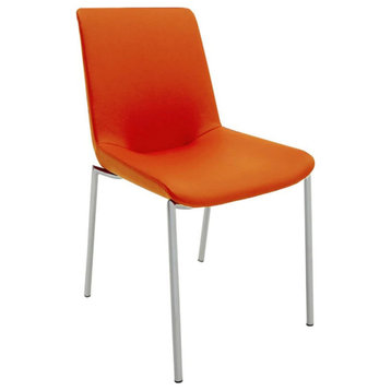 Antonella Dining Chair, Orange Soft Polyurethane Cover, Chrome Frame