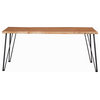 Benzara BM242106 Wooden Dining Table With Live Edge Details & Metal Legs, Brown