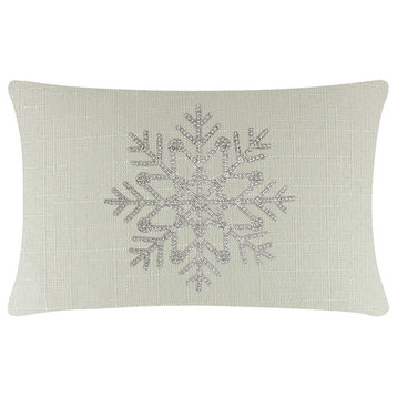 Sparkles Home Rhinestone Snowflake Pillow - 14x20" - Linen