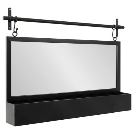 Gammons Wall Mirror with Shelf, Black 36x26