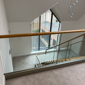 New Monostring Staircase | Oak Box Treads & 15mm Glass | Chorley