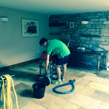 Milling and Sealing a Large Indian Sandstone Tiled Floor Near Lancaster