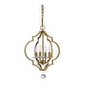 Peyton Indoor 4-Light Chandelier With Crystal Bobeches Raw Brass