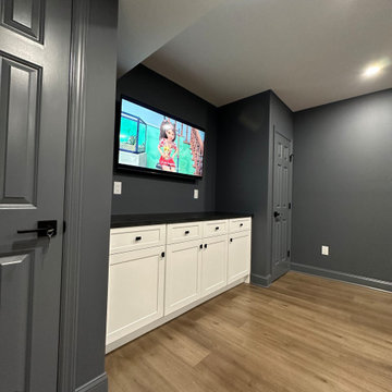 Massive finished basement with sauna and gym.