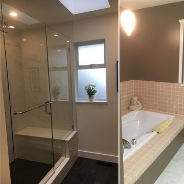 Before and After - Replaced tub with custom shower