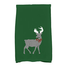 Merry Deer Decorative Holiday Animal Print Hand Towel, Green