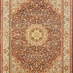 Chocolate Persian Kashan Rug 6' x 9' 1" - Area Rugs