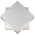 Z-Lite - Z-Lite 572S-BK-LED Quadrate 2 Light Outdoor Wall Sconce, Silver, 9 Inch - Lend a little geometric appeal to modern decor with this energy-efficient, two-light LED wall sconce. Offering glowing appeal with a 2700K color temperature, the sconce features offset square layers in a silver finish with sand blasted glass diffusers.