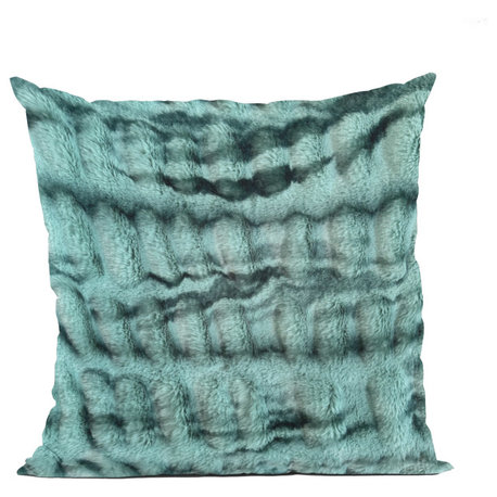 Plutus Teal Sherpa Faux Fur Luxury Throw Pillow, Teal, 20" x 20"