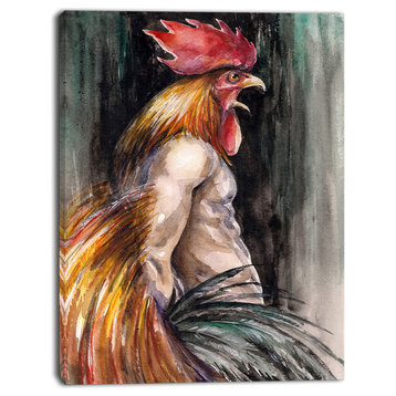 Man with Wings and Rooster Head, Abstract Canvas Art Print, 30"x40"